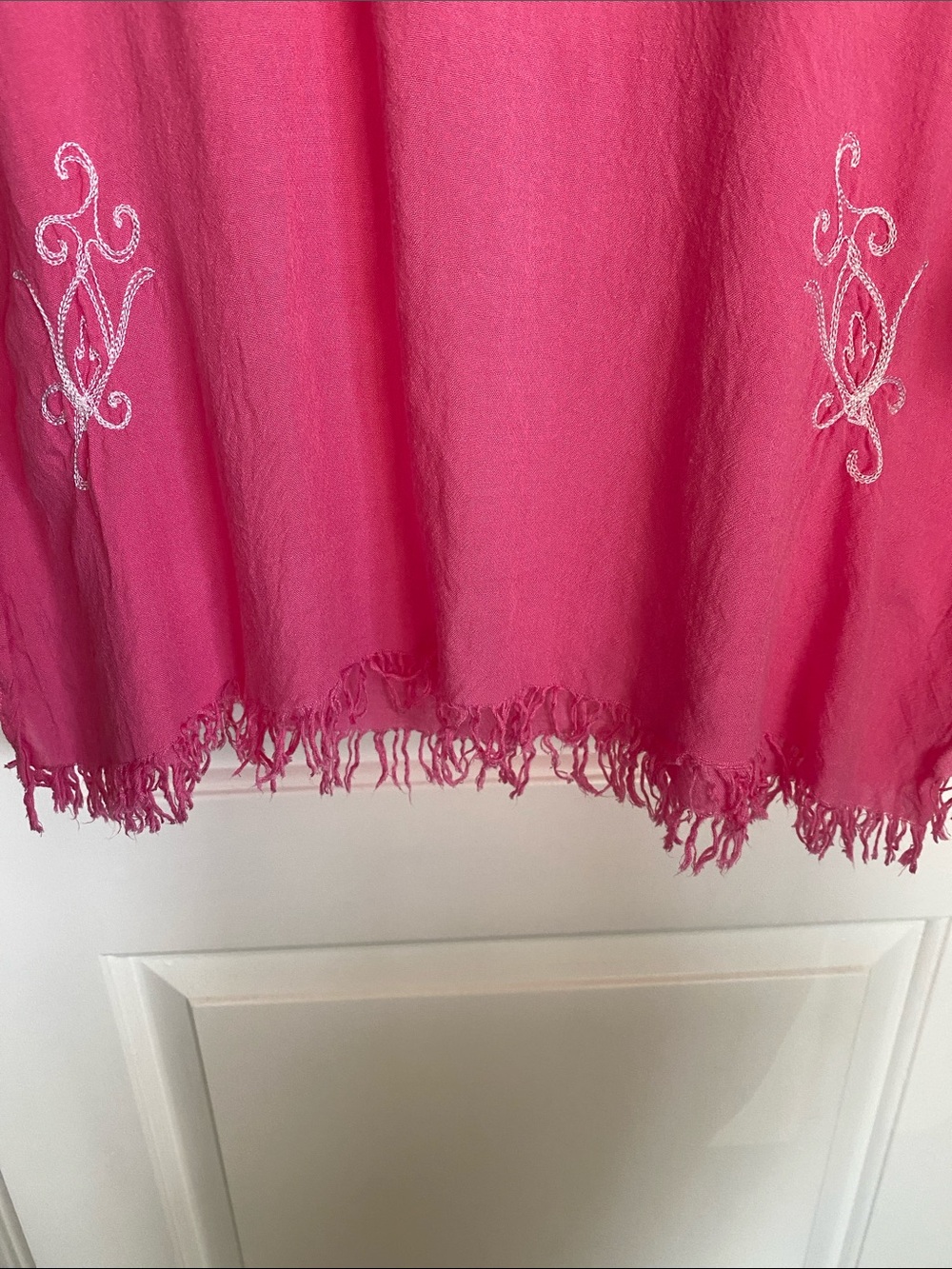 Bartholomew Pink and White Embroidered Tunic Top Bathing Suit Cover Up S/M - Picture 6 of 9